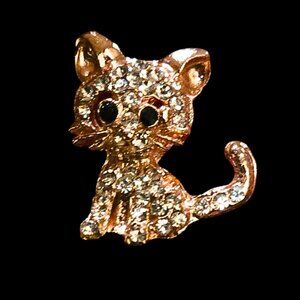 18mm Rhinestone Cat Snap Charm